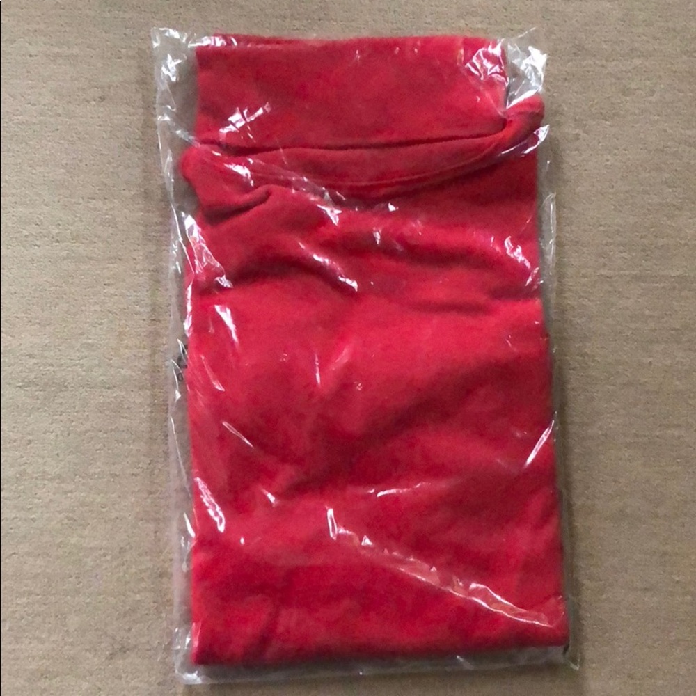 Red turtleneck shirt